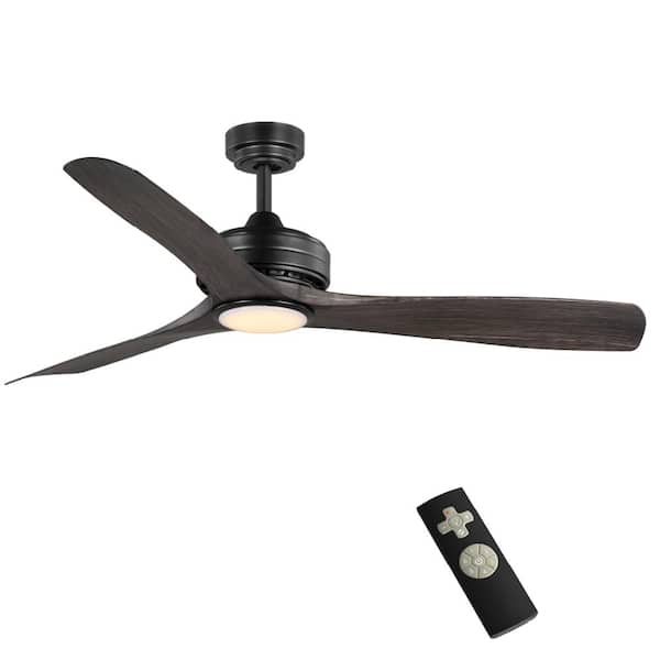 Bayshire 52 in. LED Indoor/Outdoor Matte Black Ceiling Fan with Remote Control and White Color Changing Light Kit