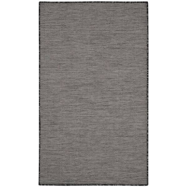 Positano Charcoal 3 ft. x 5 ft. Solid Contemporary Indoor/Outdoor Patio Kitchen Area Rug