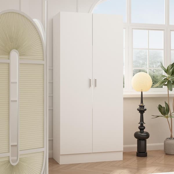 FUFU&GAGA White Engineered Wood 31.5 in. Wardrobe Armoire with