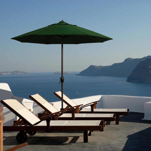 7.5 ft. Bronze Aluminum Market Auto-Tilt Crank Lift Patio Umbrella in Spa Pacifica