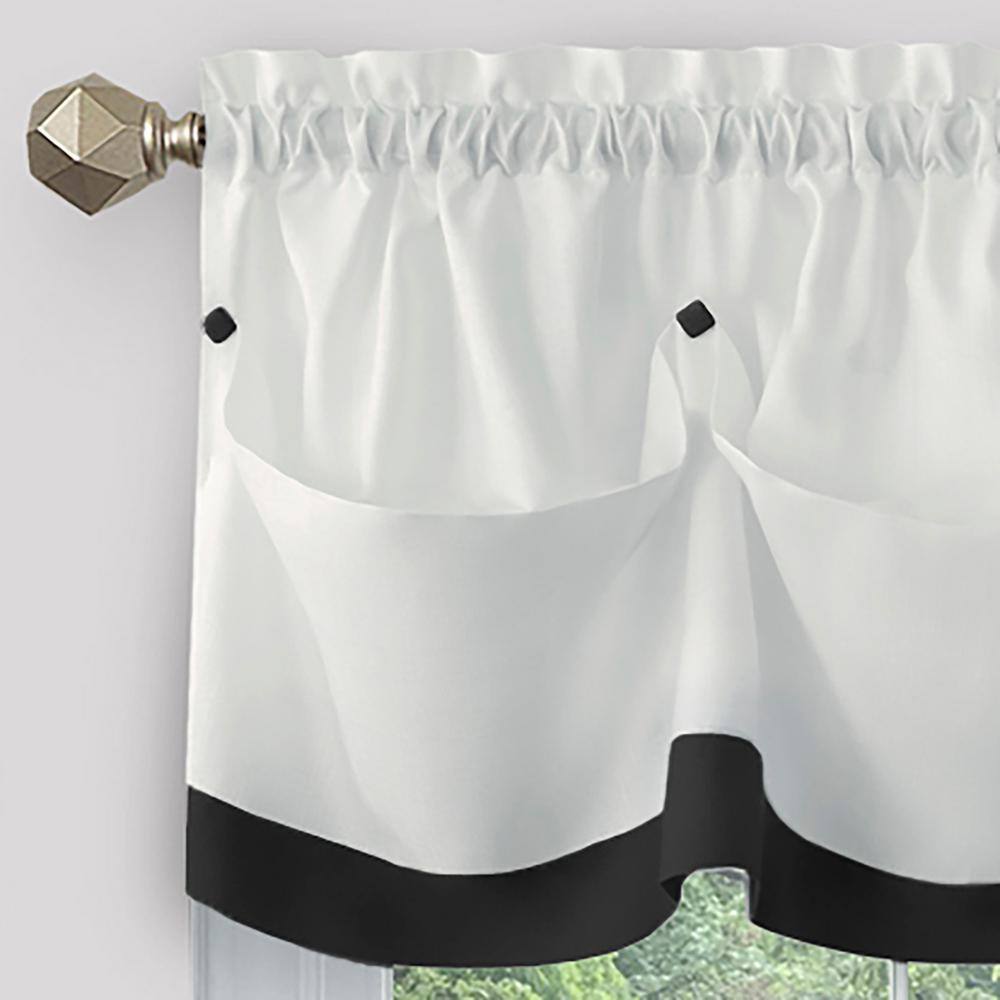 Lana Black and White Polyester Window Curtain Set