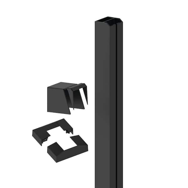Elevation Aluminum 2 in. x 4 in. x 44 in. Matte Black Stair End Post for Cable Railing System