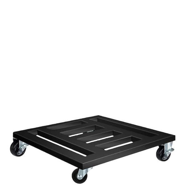2-Pack Black 12 in. Heavy Duty Metal Plant Caddy with Wheels, Square Plant Dolly with Lockable Caster Wheels