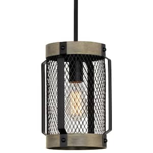 Giles 60-Watt 1-Light Black Farmhouse Pendant Light with Black Shade, No Bulb Included