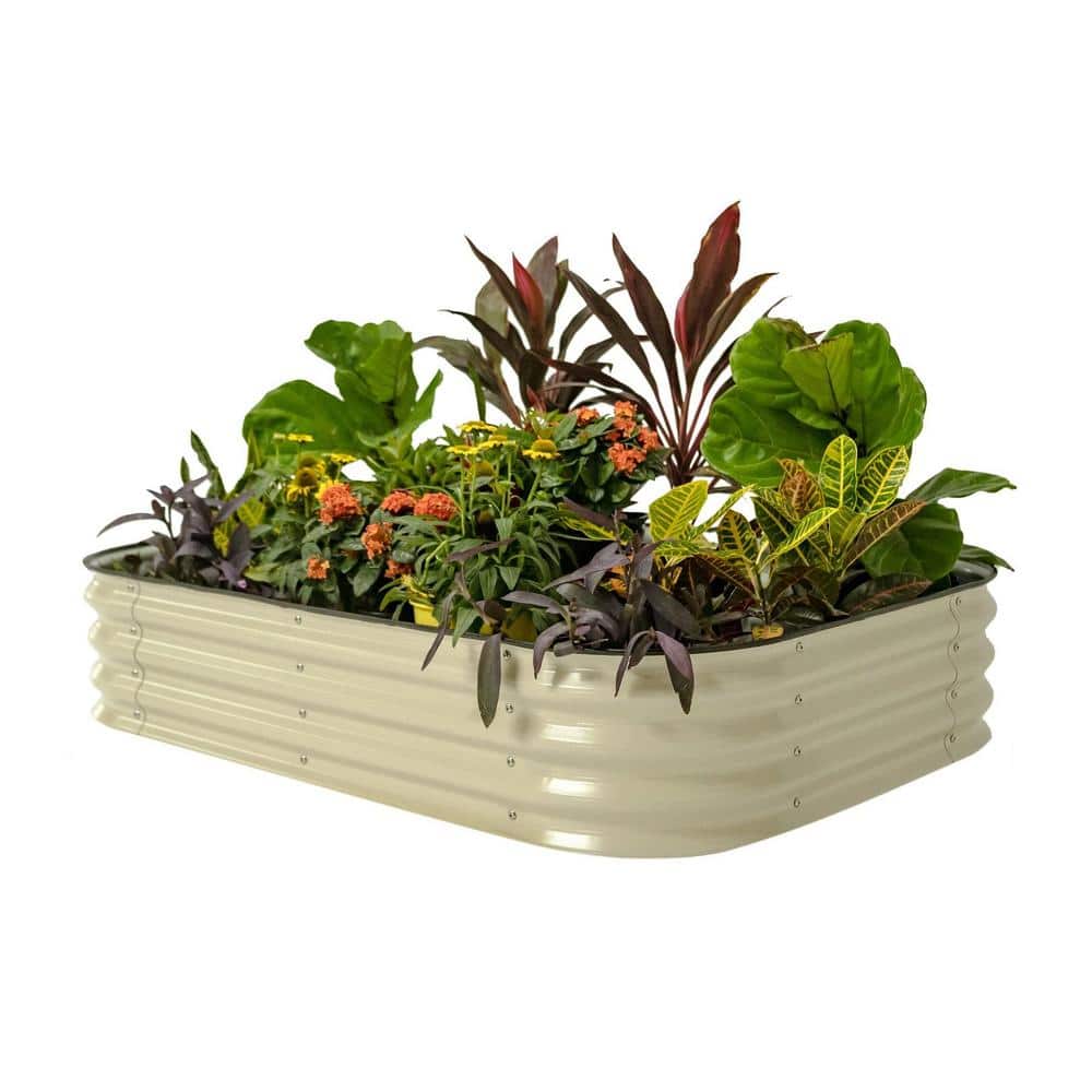 Pearl White 11" Tall Modular Metal Outdoor Raised Garden Bed