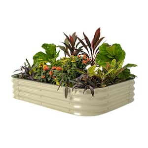 11 in. Tall 6 in 1 Modular Metal Raised Planter Bed Pearl White