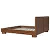 Wooden bed frame with storage drawers.