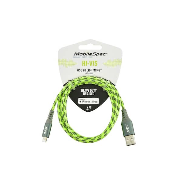 MobileSpec Hi Vis 4 ft. Lightning to USB-A Cable, Yellow