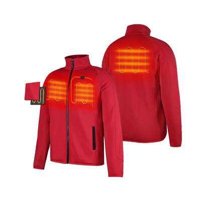 Men's Medium Red 7.2-Volt Lithium-Ion Heated Fleece Jacket with (1) 5.2Ah Battery and Charger