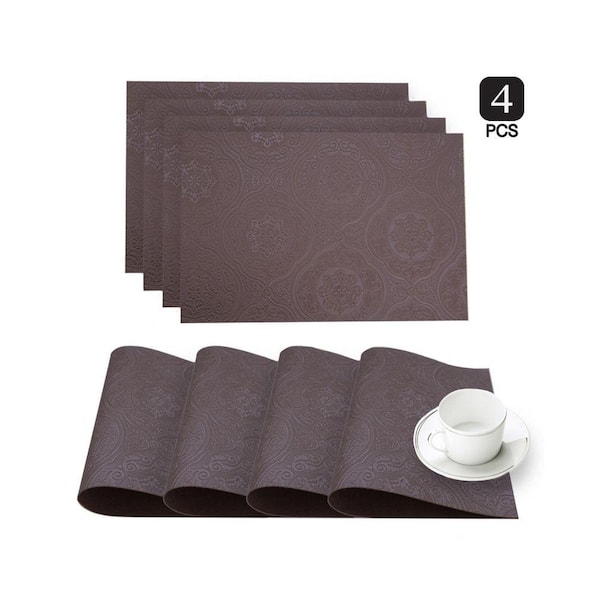 Hyde Park Burgundy Faux Leather Placemat (Set of 4)