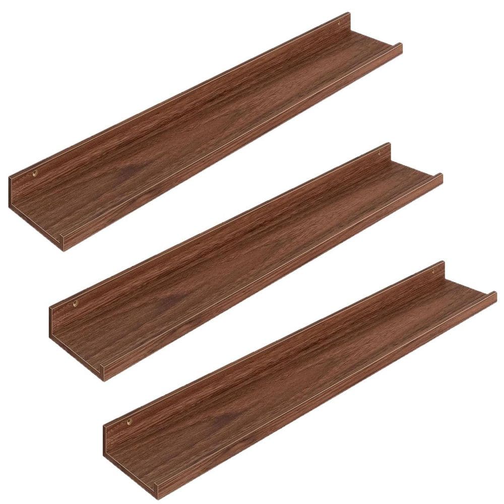 36 in. W x 5.7 in. D Walnut Floating Shelves Decorative Wall Shelf (Set of 