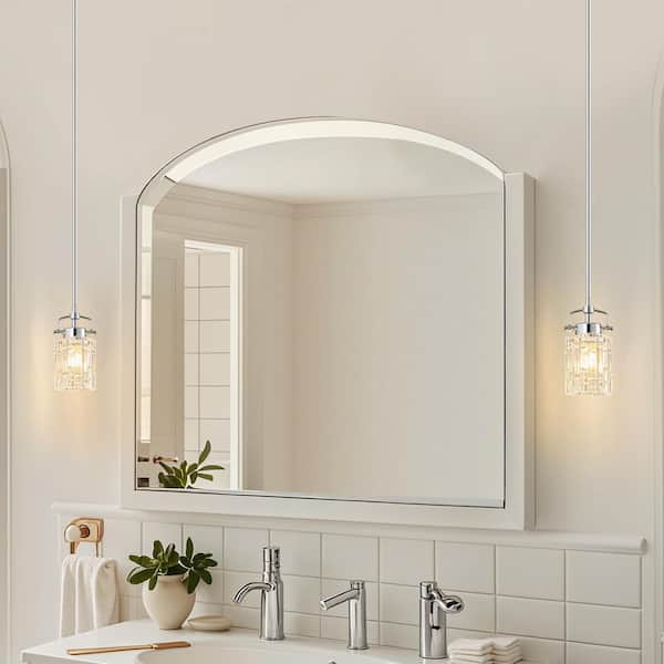 Home Lighting 60W 3-Light Chrome Pressed Glass Metal Rod Modern Farmhouse Pendant Light for Bedroom (3-Pieces)