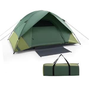 2-Person Camping Tent with Removable Rain Fly and Double-layer Door-Green