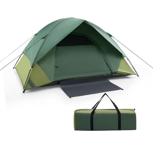 ANGELES HOME 2-Person Camping Tent with Removable Rain Fly and Double-layer Door-Green