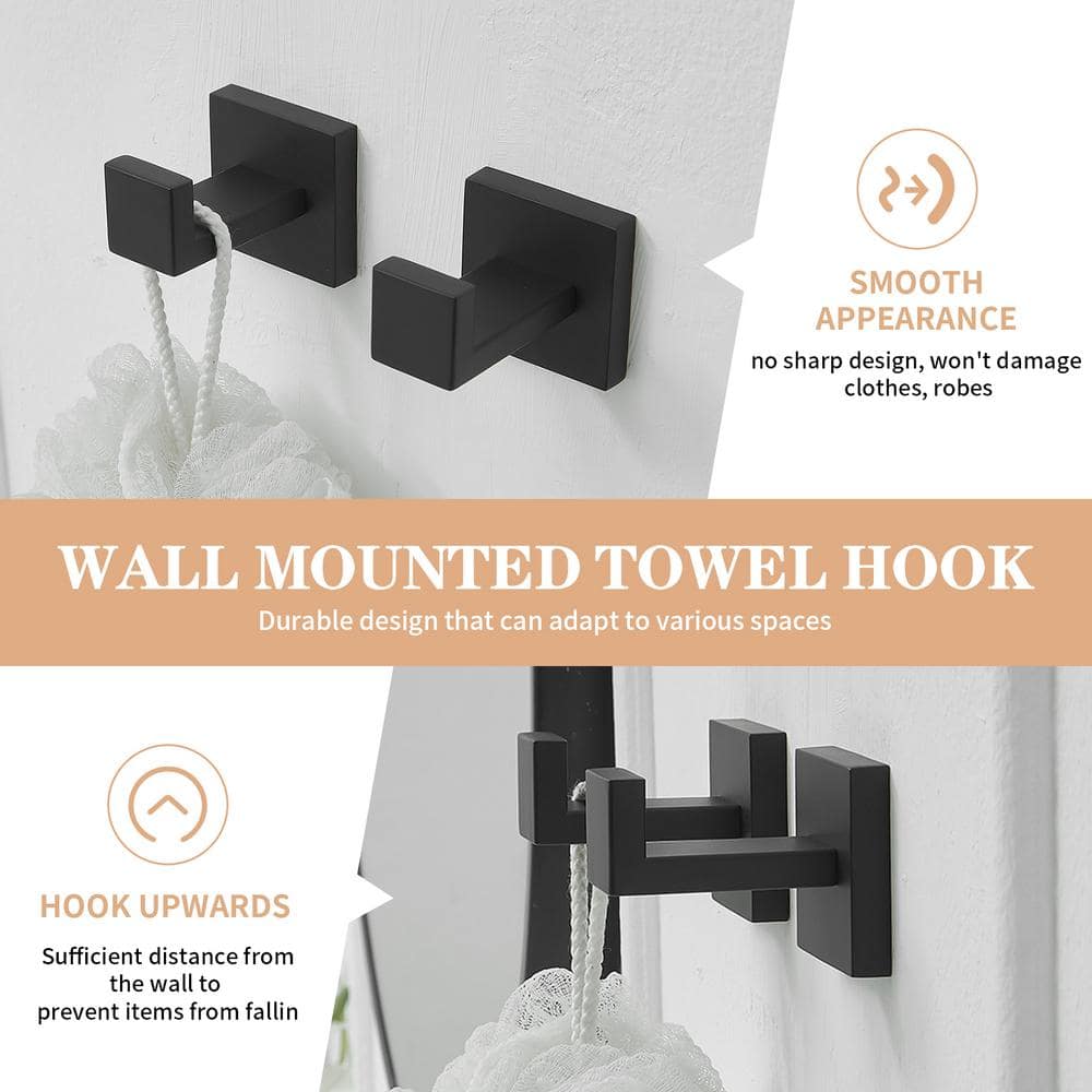 Matte Black Stainless Steel 5-Piece Bathroom Hardware Set