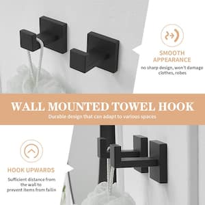 5-Piece Bath Hardware Set with Towel Bar Towel Hook Toilet Paper Holder in Matte Black