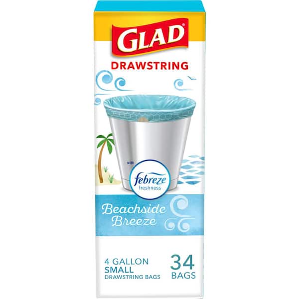 4 Gal OdorShield Febreze Beachside Breeze Small Drawstring Trash Bags (34-Count)