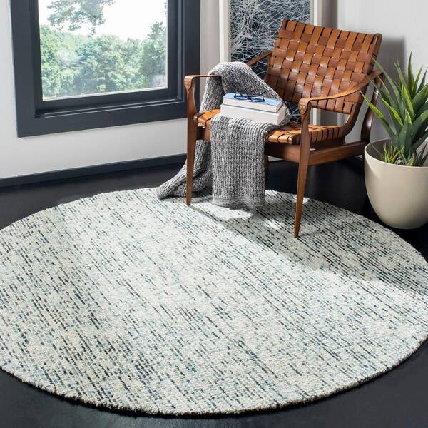 Abstract Blue/Charcoal 4 ft. x 4 ft. Speckled Round Area Rug