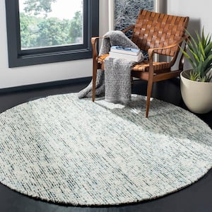 Abstract Blue/Charcoal 6 ft. x 6 ft. Round Solid Area Rug