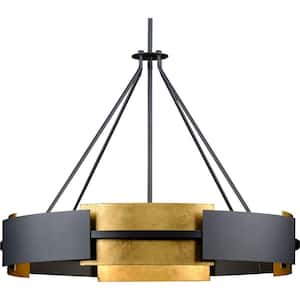 Lowery Collection 6-Light Black/Distressed Gold Luxe Pendant Hanging Light