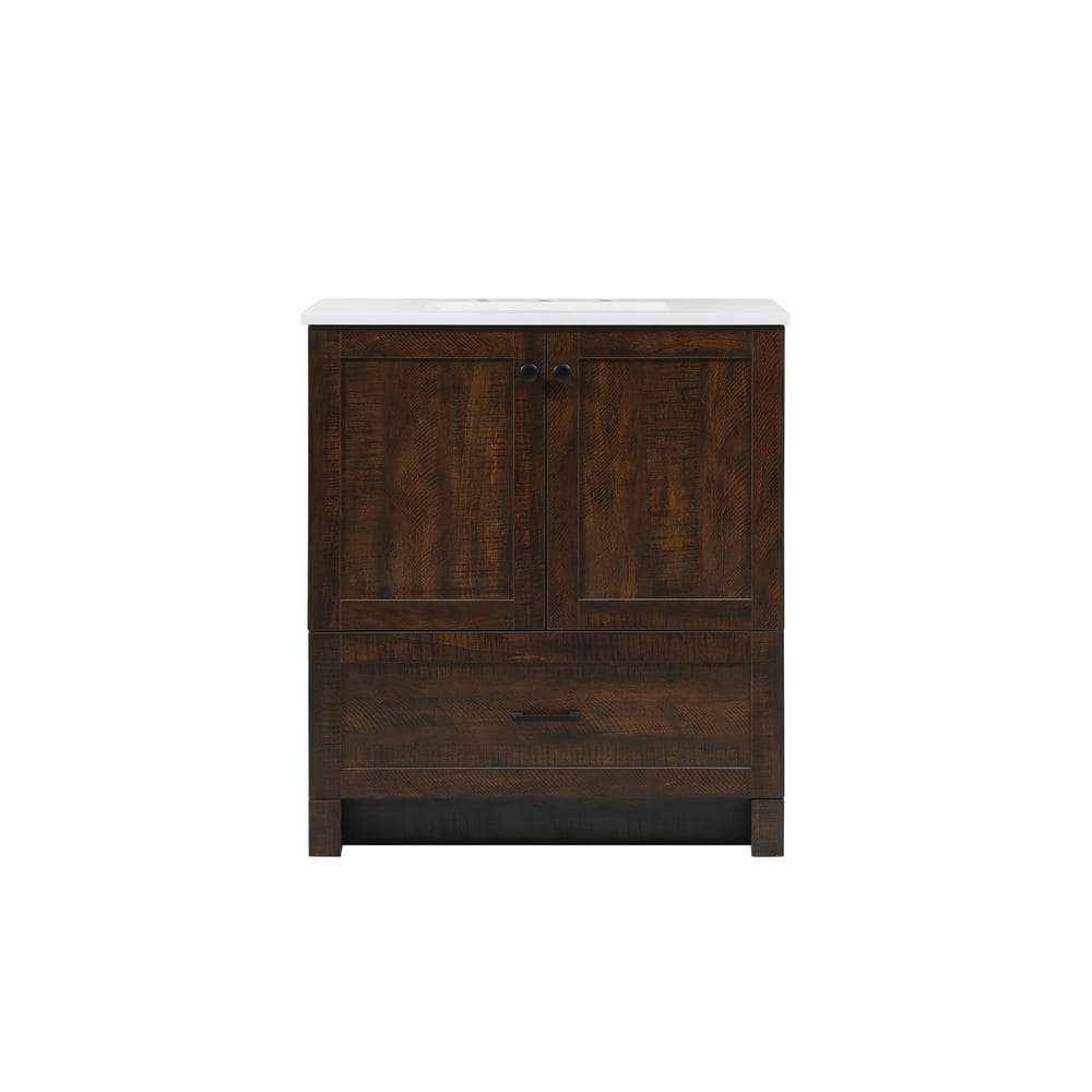 Simply Living 30 in. Single Bathroom Vanity in expresso with Quartz Vanity 