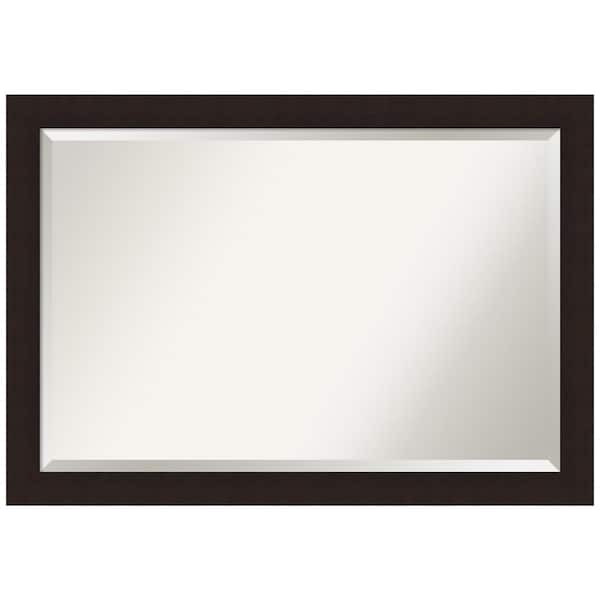 Amanti Art Carlisle Espresso 40 in. W x 28 in. H Wood Framed Beveled Wall Mirror in Brown