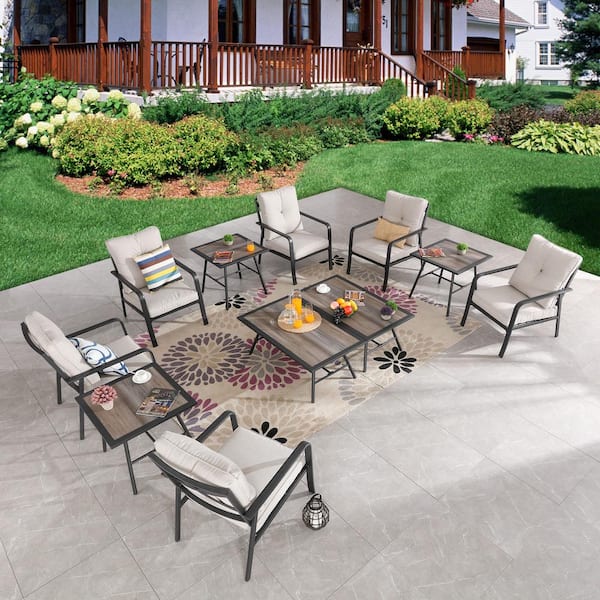 Patio Festival 11-Piece Conversation Set - Beige/Black