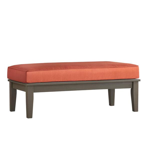 HomeSullivan Verdon Gorge Gray Rectangular Wood Outdoor Coffee Table with Red Cushion