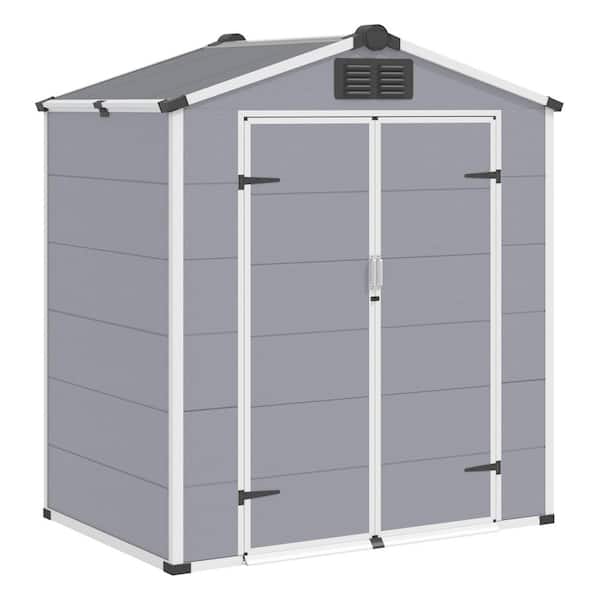 6 ft. W x 4 ft. D Metal Shed with Lockable Double Doors and Built-In Floor (24 sq. ft.)