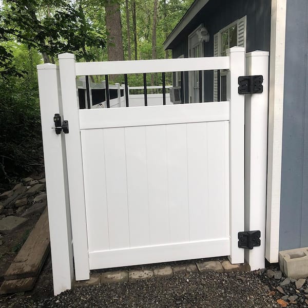 Weatherables Bradford Vinyl Privacy Fence Gate Kit - 3.7 ft x 6 ft, White