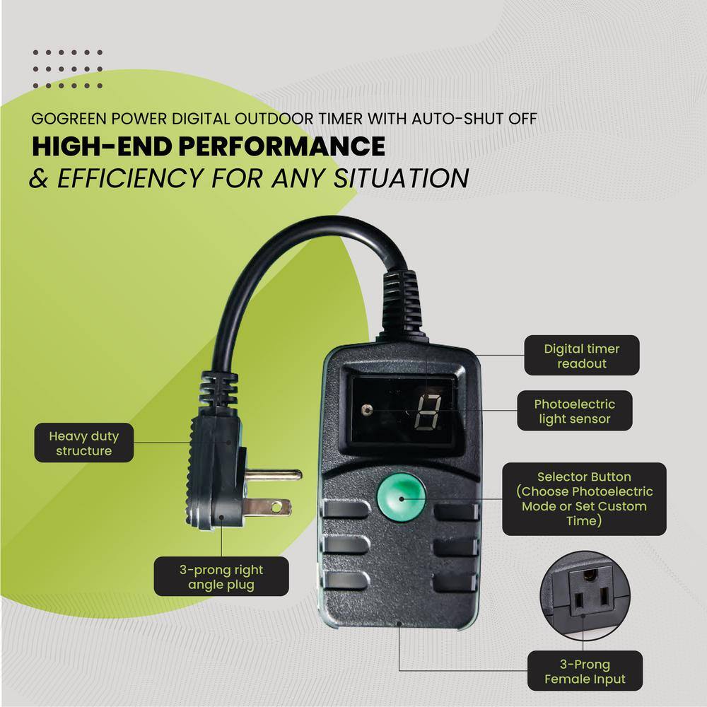 Black Digital Outdoor Timer with Photoelectric Sensor