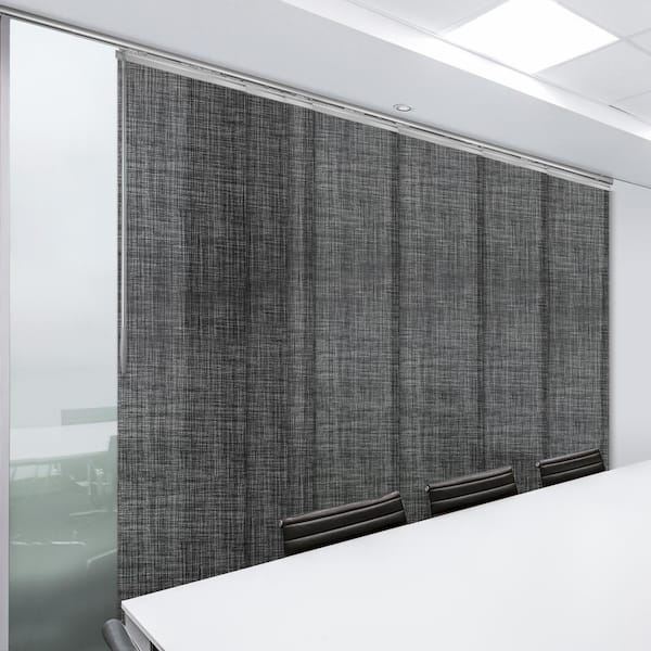 EMOH Chevelle 110 in. - 153 in. W x 94 in. L Adjustable 7-Panel in Satin Nickel Single Rail Panel Track with 23.5 in. Slates