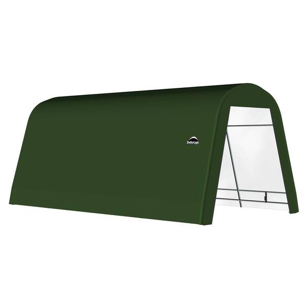 ShelterLogic 12 ft. W x 20 ft. D x 10 ft. H Galvanized Steel and PVC Garage Without Floor in Green with Heavy-Duty Green Cover