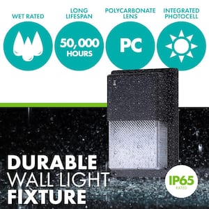 100- Watt Equivalent Integrated LED Black Dusk to Dawn Wall Pack Light 4000K (5-Pack)