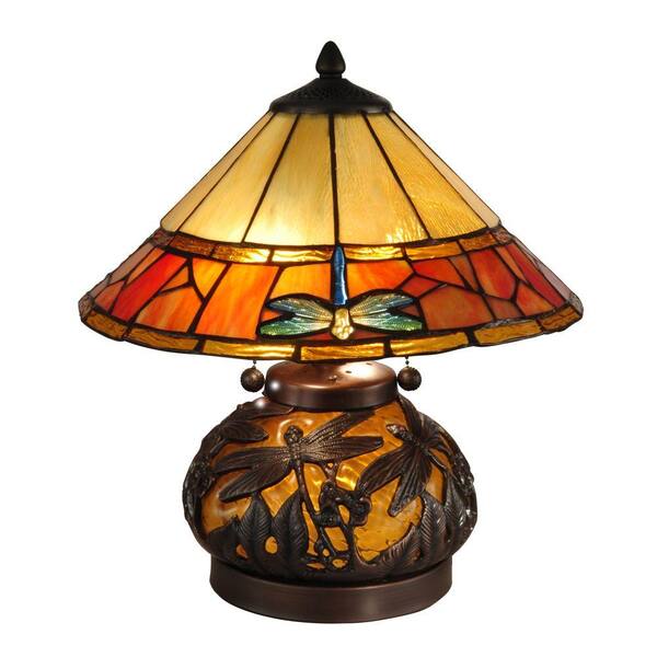 Dale Tiffany 16.75 in. Genoa Dark Antique Bronze Table Lamp with Night Light