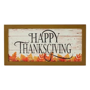 8 in. Shiplap Happy Thanksgiving Fall Leaves Wall Sign