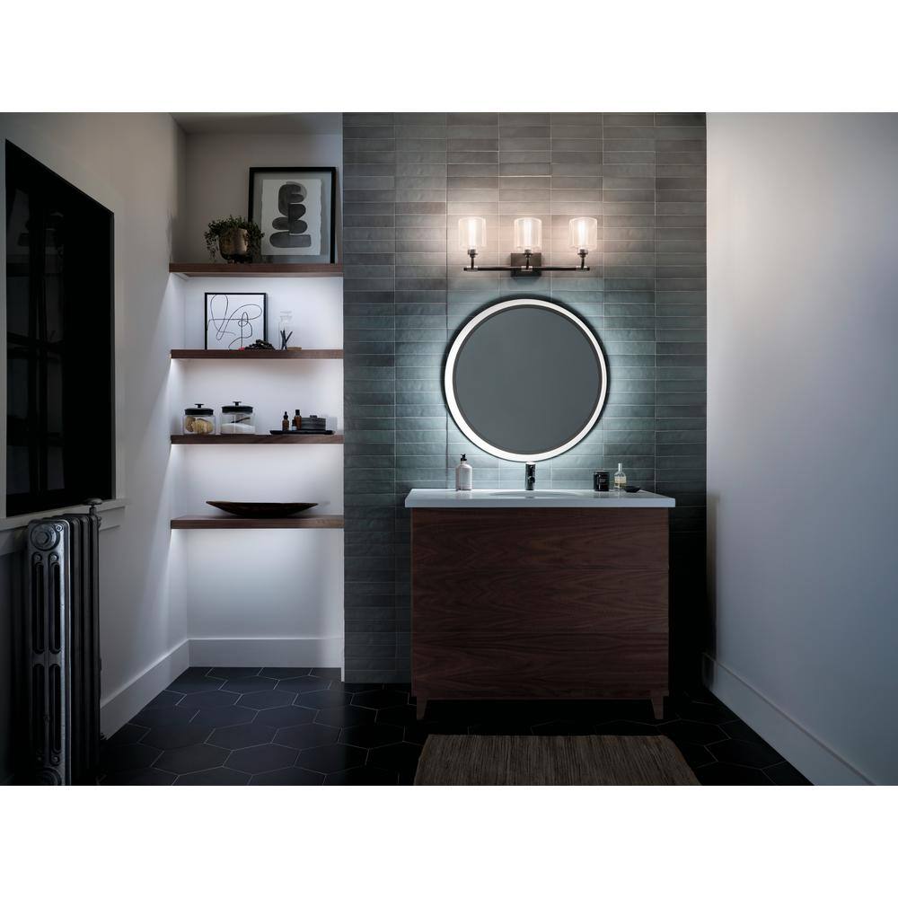 Black and Nickel 3-Light Cylinder Vanity Light