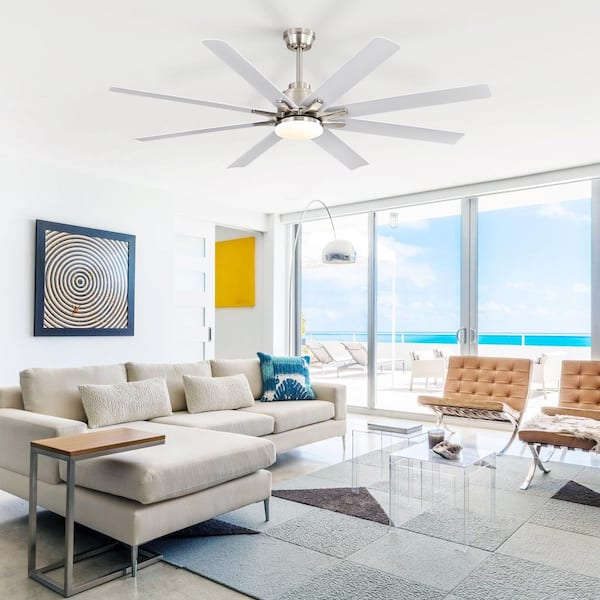 52 in. Indoor Silver Durable ABS Fan Blade 6 Speeds Downrod Standard Ceiling Fan with Remote and Reversible DC Motor