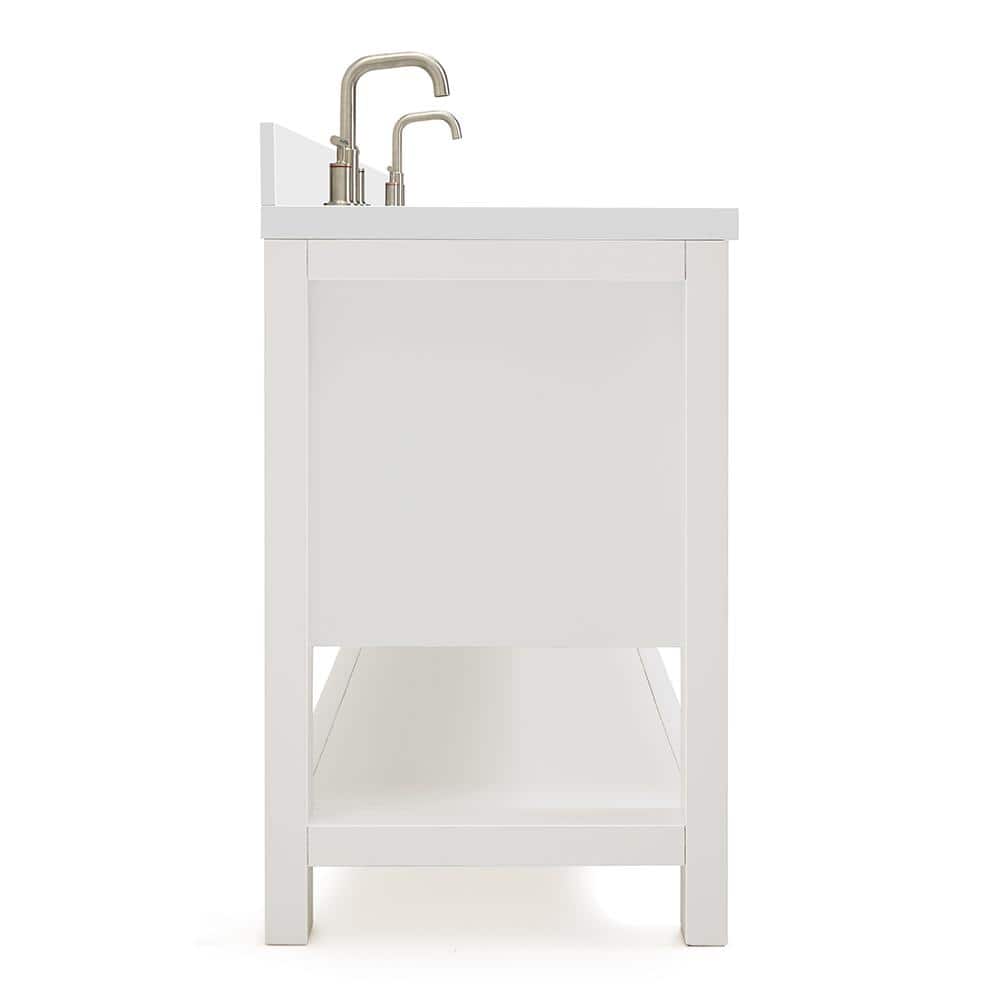 Bayhill 73'' White Quartz Double Sink Freestanding Vanity