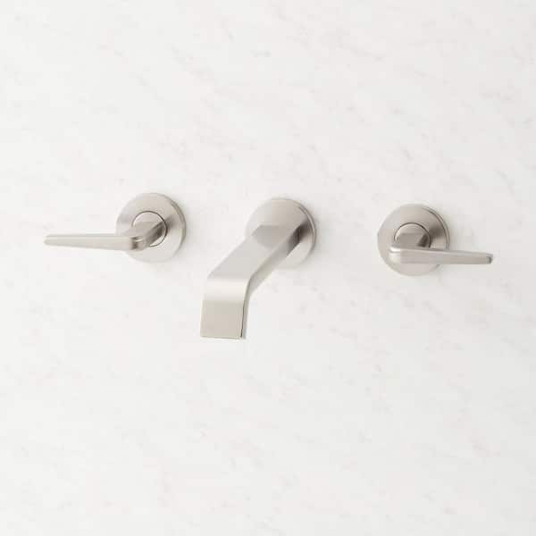 Drea Double Handle Wall Mounted Bathroom Faucet in Brushed Nickel