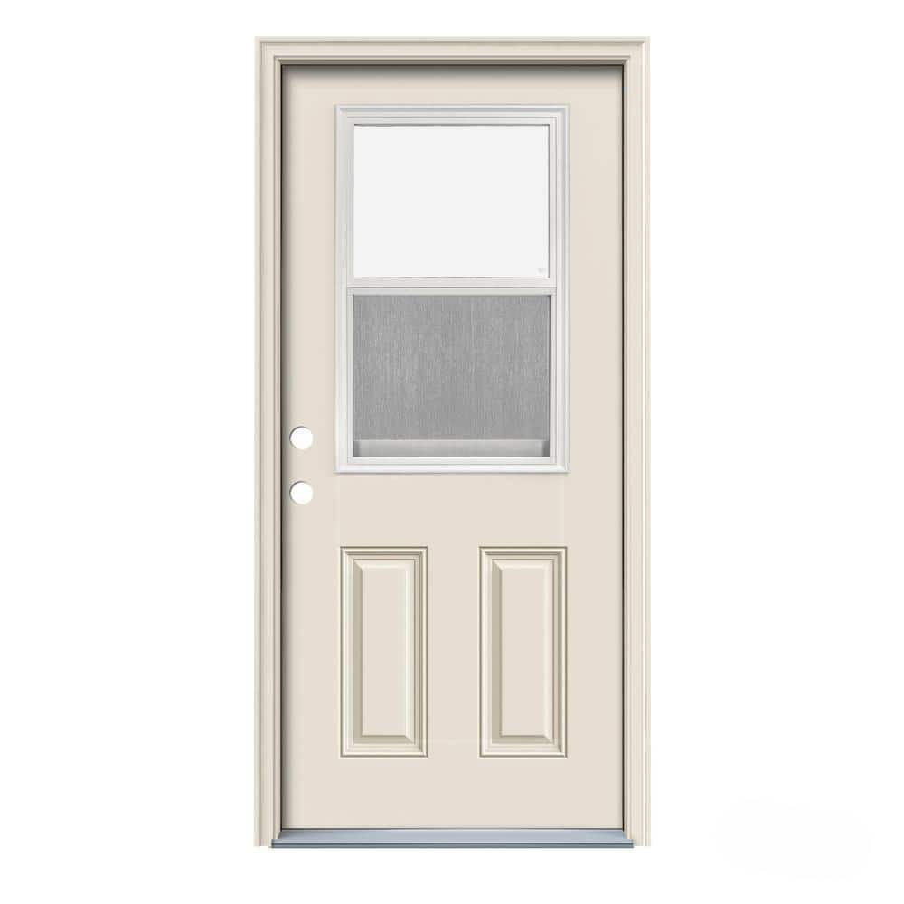 Jeld Wen 32 In X 80 In Venting 1 2 Lite Primed Steel Prehung Right Hand Inswing Entry Door