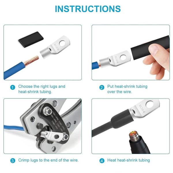 8 Gauge Ring Terminals 10 Pack: 4 Or 8 Gauge BLUE Heat Shrink - Foto 3