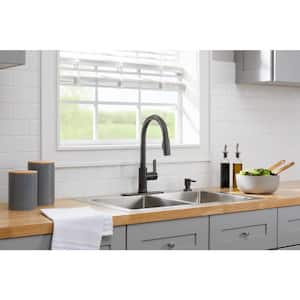 Paulina Single-Handle Pull-Down Sprayer Kitchen Faucet with TurboSpray FastMount and Soap Dispenser in Black Stainless