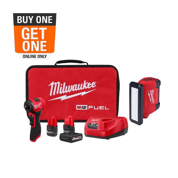 M12 FUEL 12V LithiumIon Brushless Cordless 1/4 in. Right Angle Die Grinder with M12 ROVER Service and Repair Flood Light