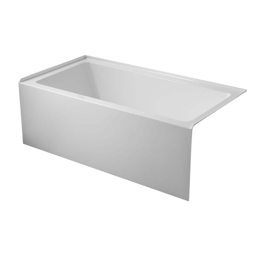Pure White Acrylic Alcove Skirt Soaking Bathtub with Right Drain