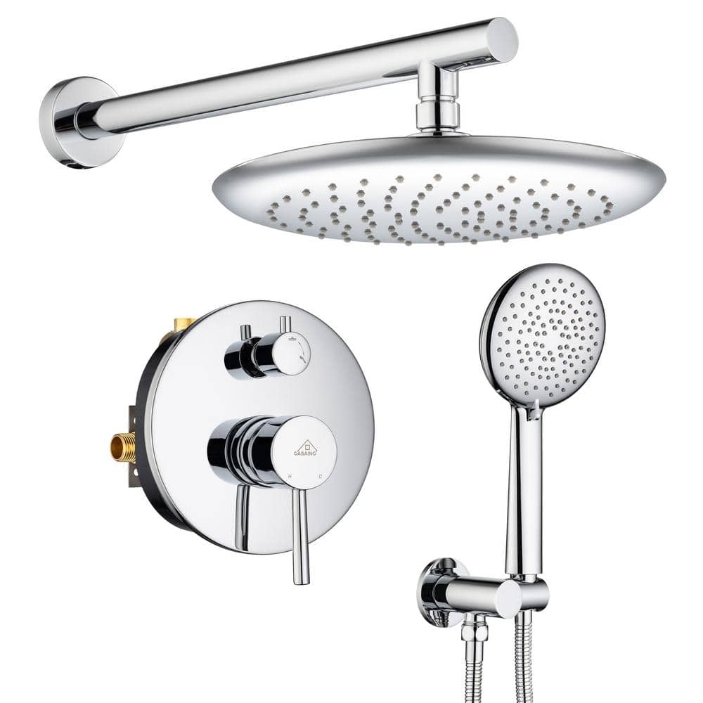 Chrome Dual Head Wall Mounted Shower System with Handheld