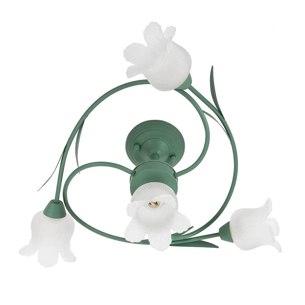 OUKANING 4-Light Green Modern Rounded Floral Semi-Flush