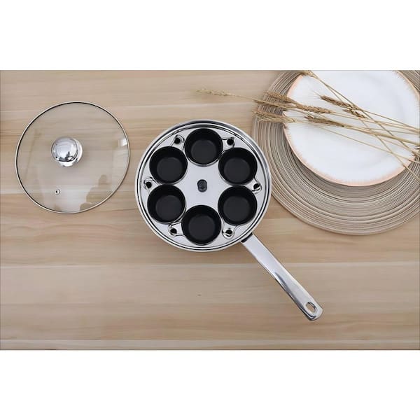 Medium 7 in. 6-Egg Stainless Steel Poached Egg Cooker Induction Cooktop Egg Poachers Cookware Set