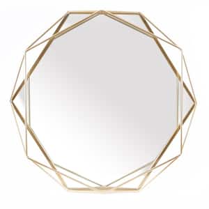 29.53 in. x 31.5 in. Metal Octogonal Gold Framed Wall Mirror