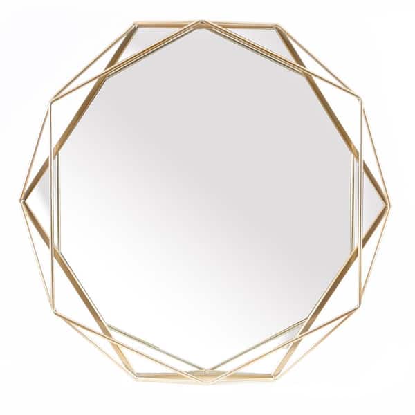 LuxenHome 29.53 in. x 31.5 in. Metal Octogonal Gold Framed Wall Mirror